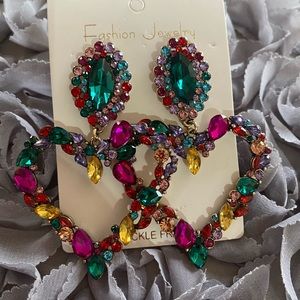 Heart Shaped Crystal Earrings